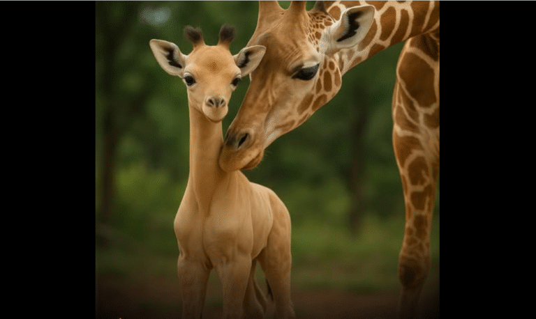 A Giraffe with no spots was Born in a Zoo in Tennessee!